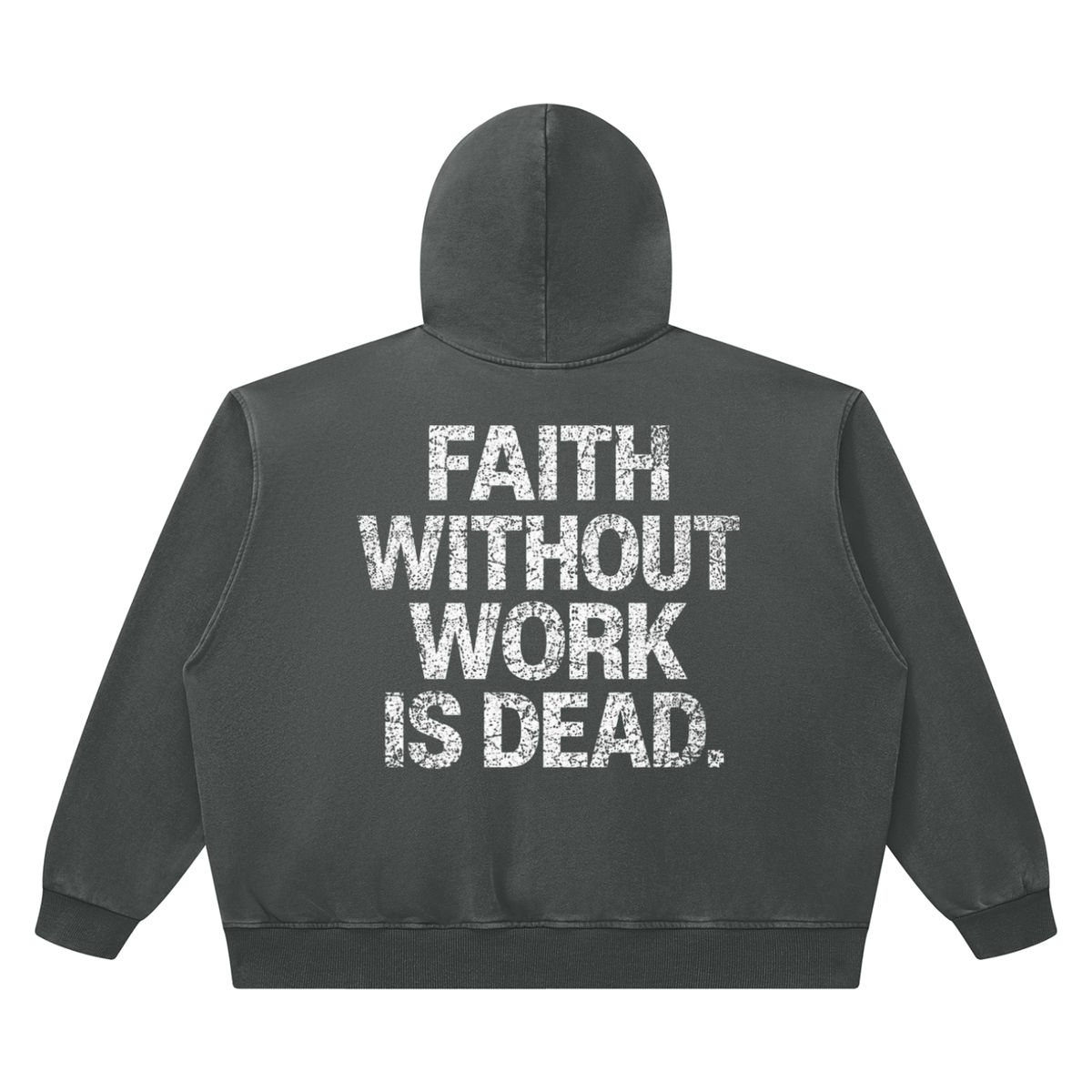 Faith Without Work Is Dead Unisex Heavyweight Vintage Wash Boxy Hoodie