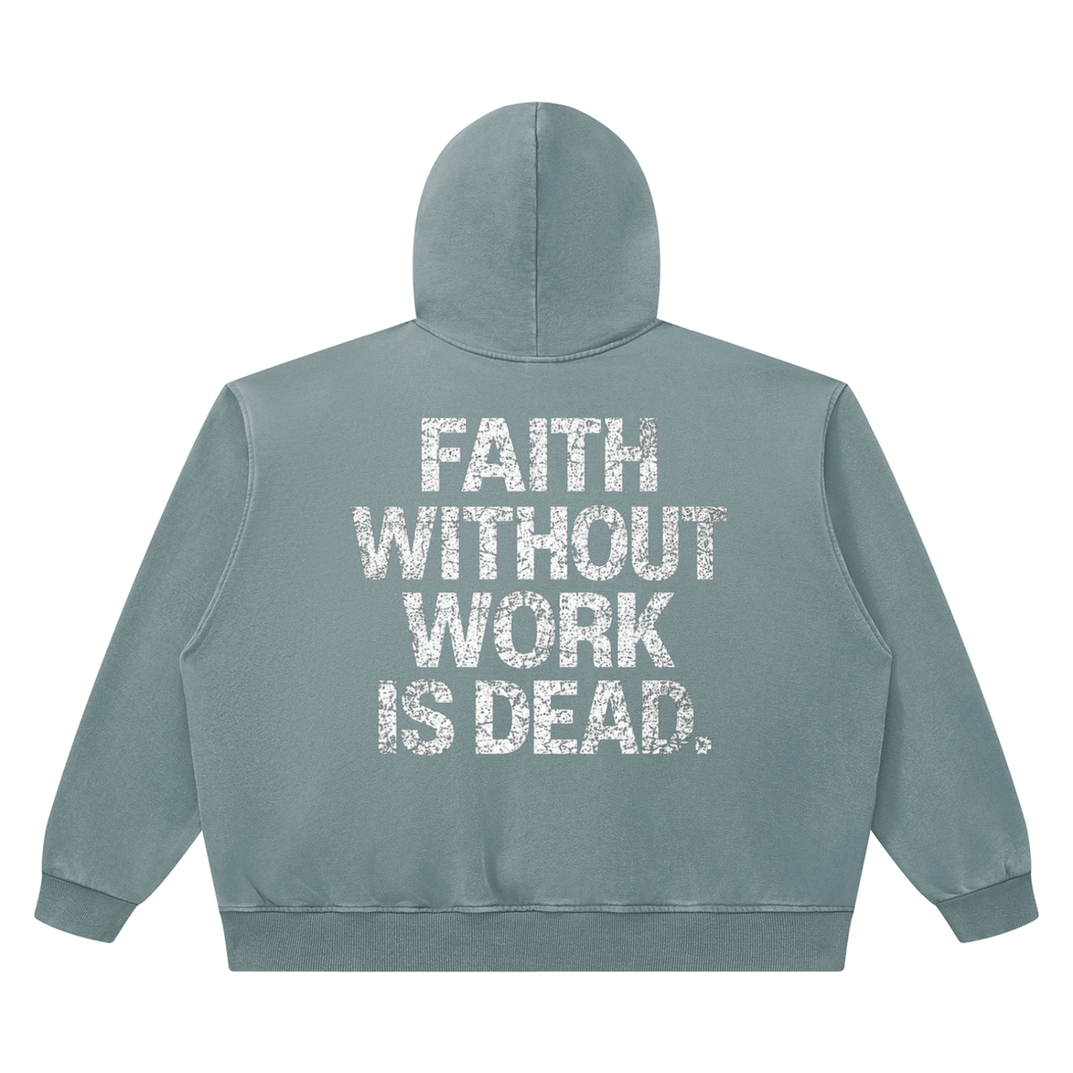 Faith Without Work Is Dead Unisex Heavyweight Vintage Wash Boxy Hoodie