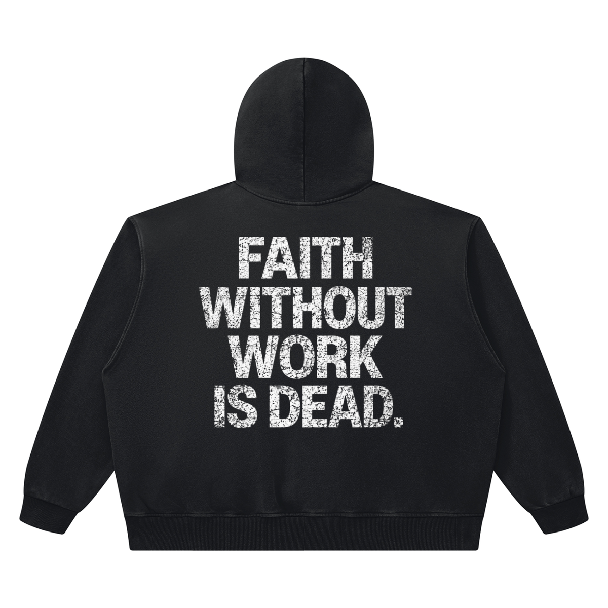 Faith Without Work Is Dead Unisex Heavyweight Vintage Wash Boxy Hoodie