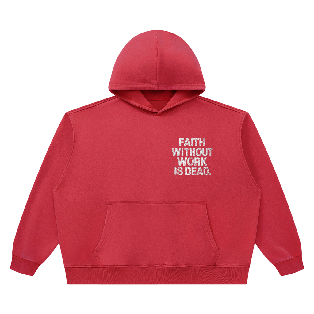 Faith Without Work Is Dead Unisex Heavyweight Vintage Wash Boxy Hoodie