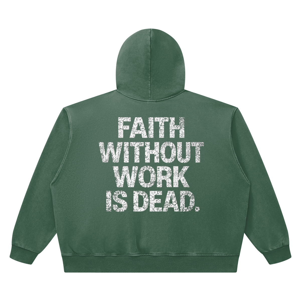 Faith Without Work Is Dead Unisex Heavyweight Vintage Wash Boxy Hoodie